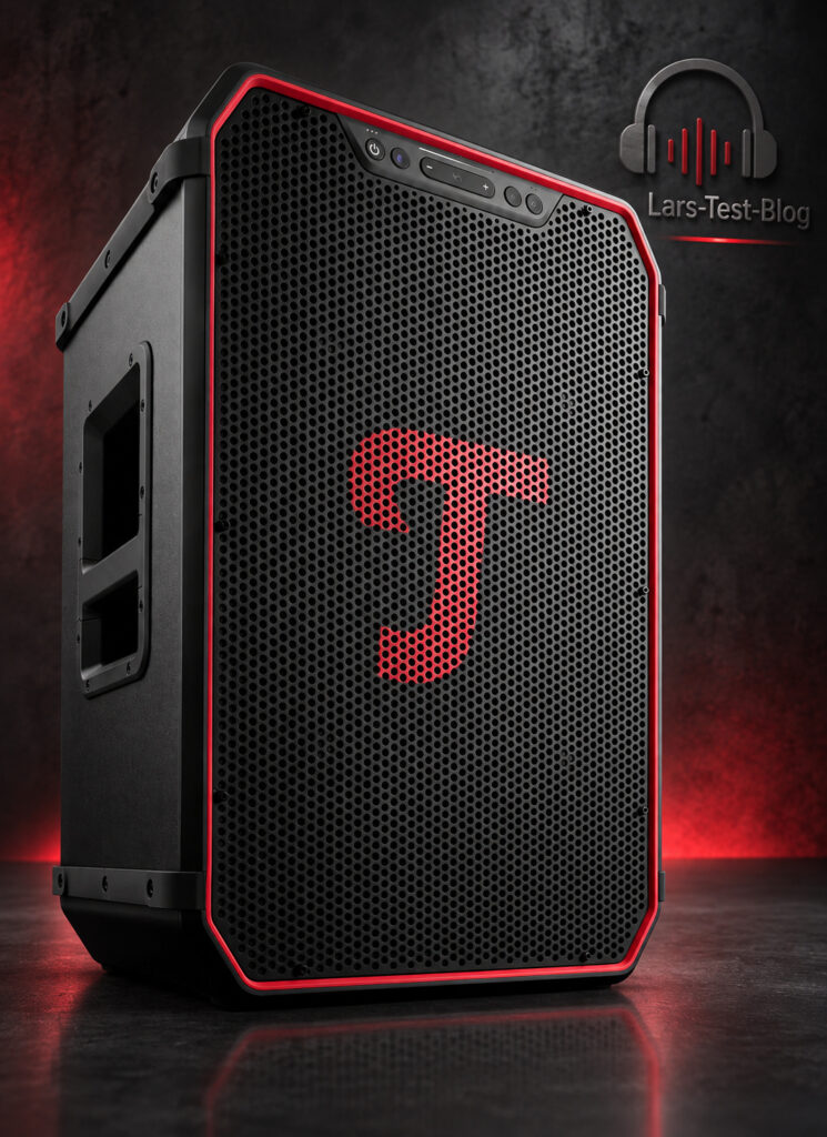Teufel ROCKSTER NEO Front mit roter Beleuchtung